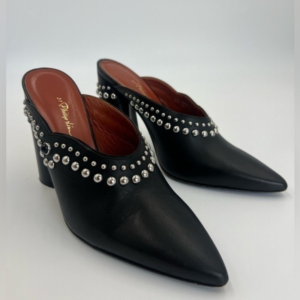 3.1 Philip Lim Patsy Black Silver Studded Mule Size 37